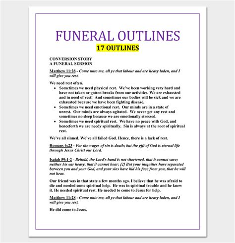 There is pain, loss, brokenness and death in all of our lives. . Short funeral sermon outline pdf